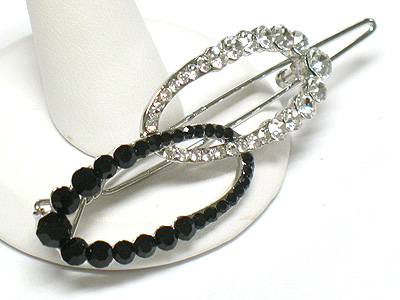 Double crystal round link hair pin 