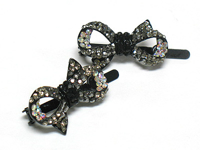 Crystal ribbon hair pin - 2pc set