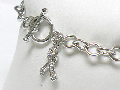 Made in korea whitegold plating crystal ribbon dangle bracelet 