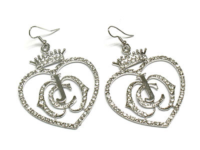 Designer inspired crown and heart earring