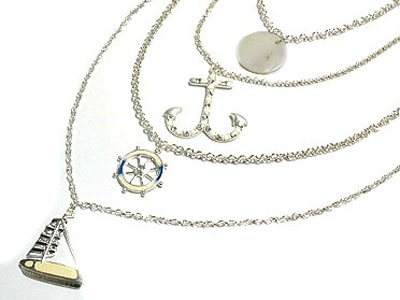 Nautical multi charm and shell necklace