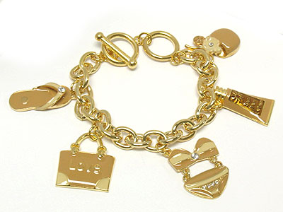 Color beach theme charm toggle bracelet 