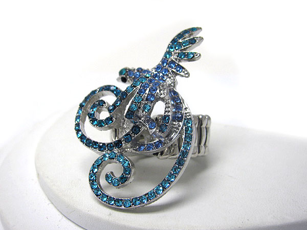 Crystal deco tropical bird stretch ring