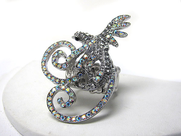 Crystal deco tropical bird stretch ring