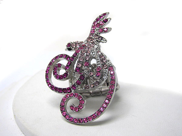 Crystal deco tropical bird stretch ring