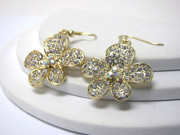 Multi crystal stud flower earring