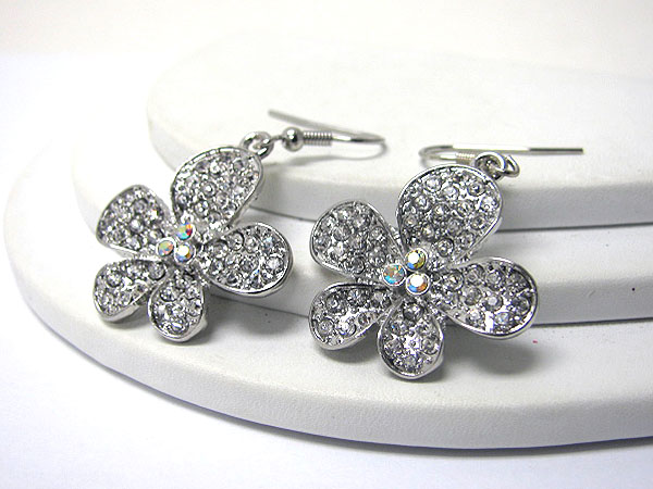 Multi crystal stud flower earring