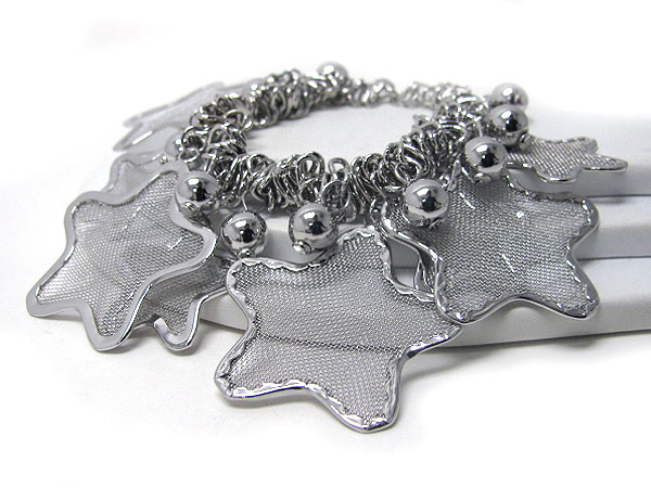 Multi mesh star and metal ball dangle stretch bracelet