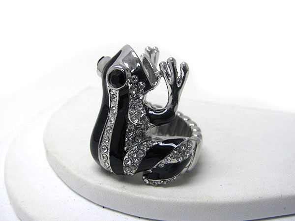 Crystal and epoxy frog stretch ring