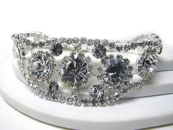 Crystal center and rhinestone edge bracelet