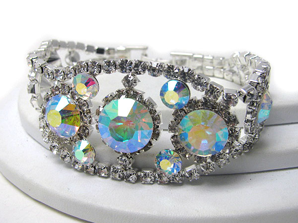 Crystal center and rhinestone edge bracelet