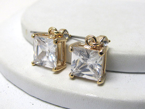 Simple square crystal earring