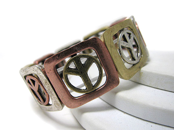 Peace theme metal stretch bracelet