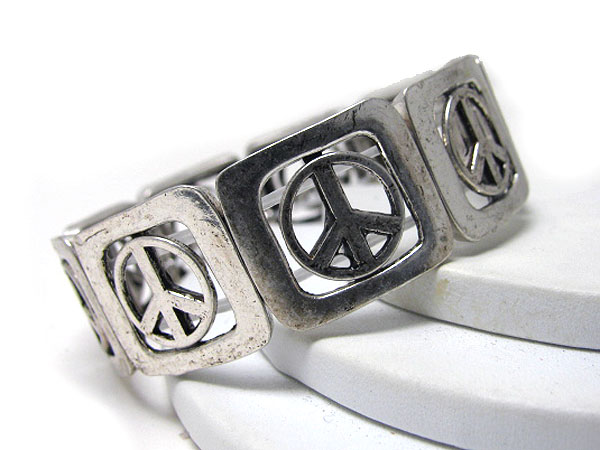 Peace theme metal stretch bracelet