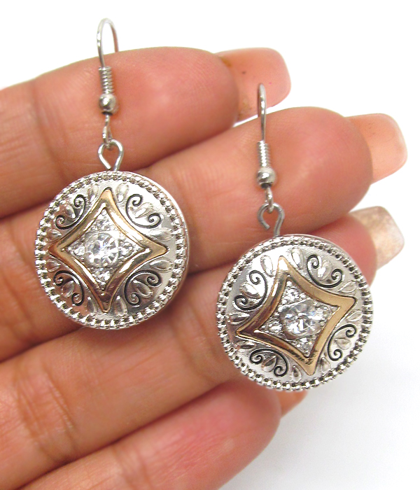 Textured metal fish hook earrings 
