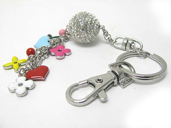 Crystal ball and multi dangle key chain charm