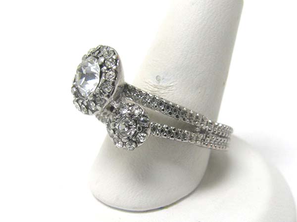 Crystal dual flower stretch ring