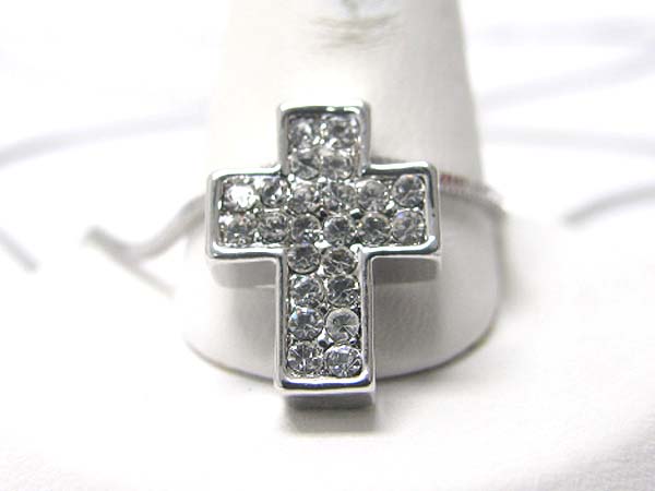 Made in korea whitegold plating crystal cross pendant necklace