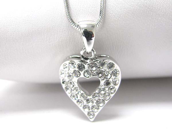 Made in korea whitegold plating crystal heart pendant necklace