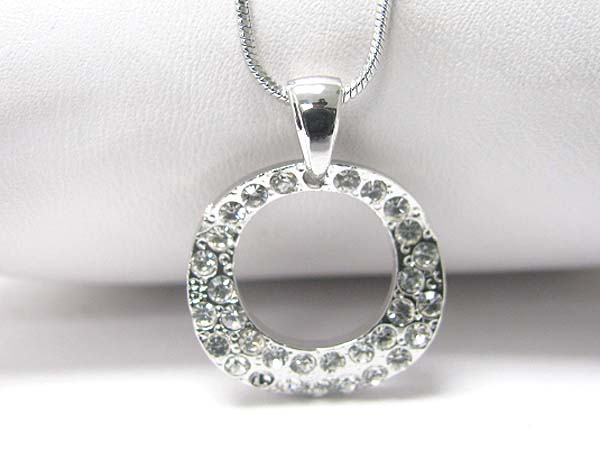 Made in korea whitegold plating crystal round pendant necklace