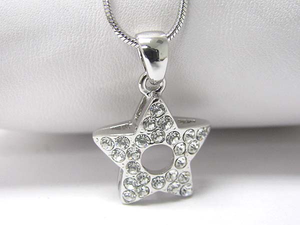 Made in korea whitegold plating crystal star pendant necklace