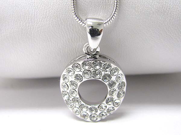 Made in korea whitegold plating crystal round pendant necklace