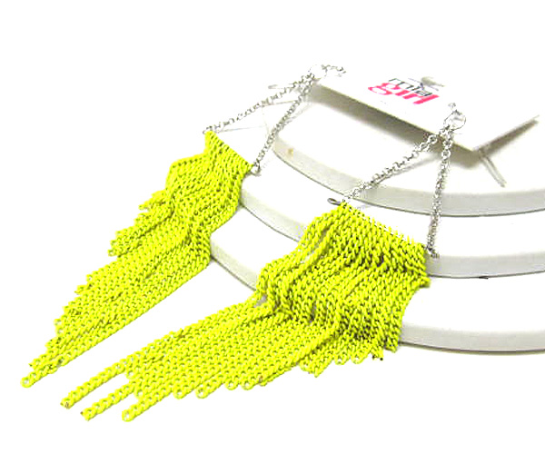 Triangle chain drop with multi colorful fashion chain drop earring