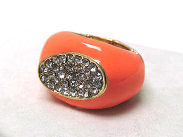 Crystal metal oval colorful fashion stretch ring