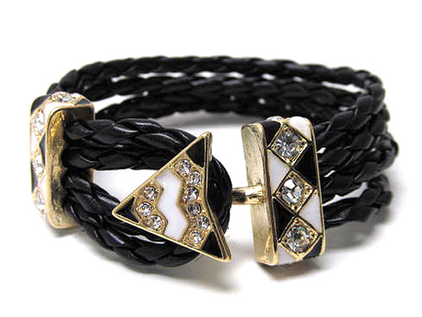 Crystal native design and braided cord bracelet