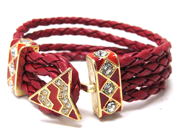 Crystal native design and braided cord bracelet