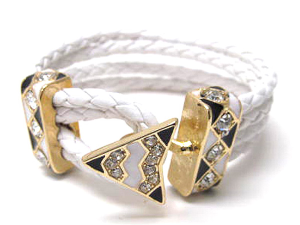 Crystal native design and braided cord bracelet