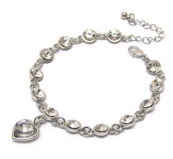 Crystal heart dangle anklet