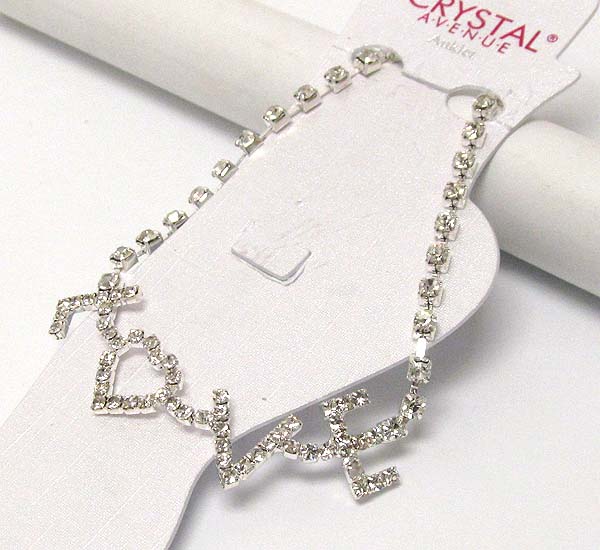 Rhinestone love theme anklet