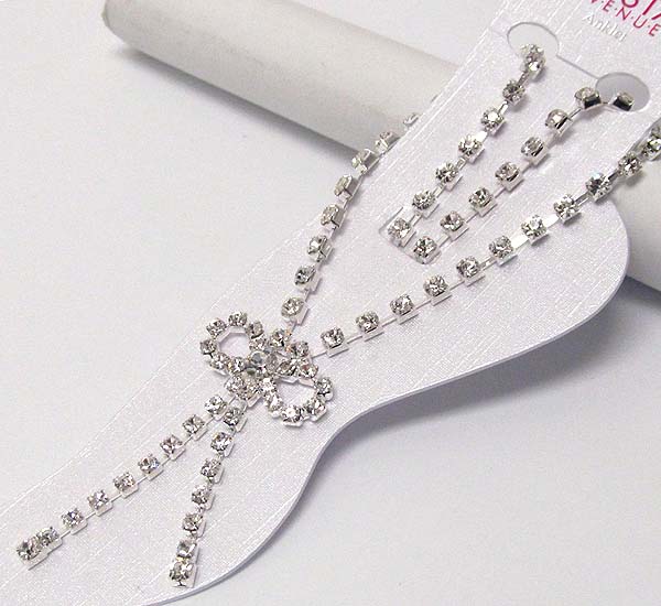 Rhinestone ribbon drop anklet