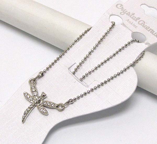 Crystal deco dragonfly anklet