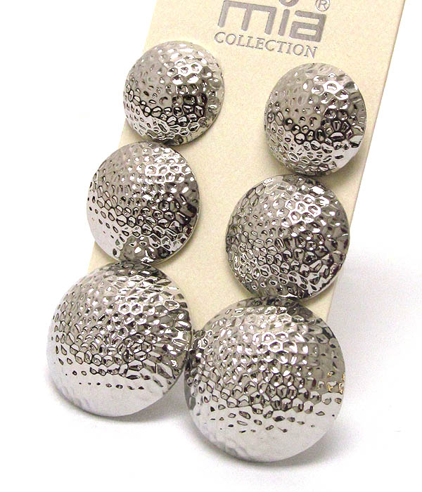 Hammered metal half dome earring set of 3