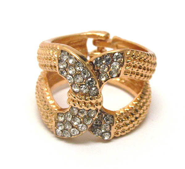 Crystal deco designer style open stretch ring