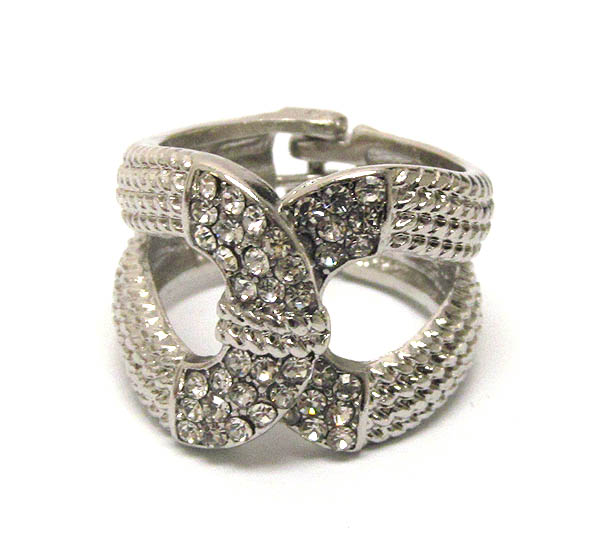 Crystal deco designer style open stretch ring