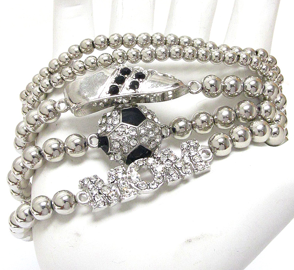 Crystal deco soccer mom stackable stretch bracelet