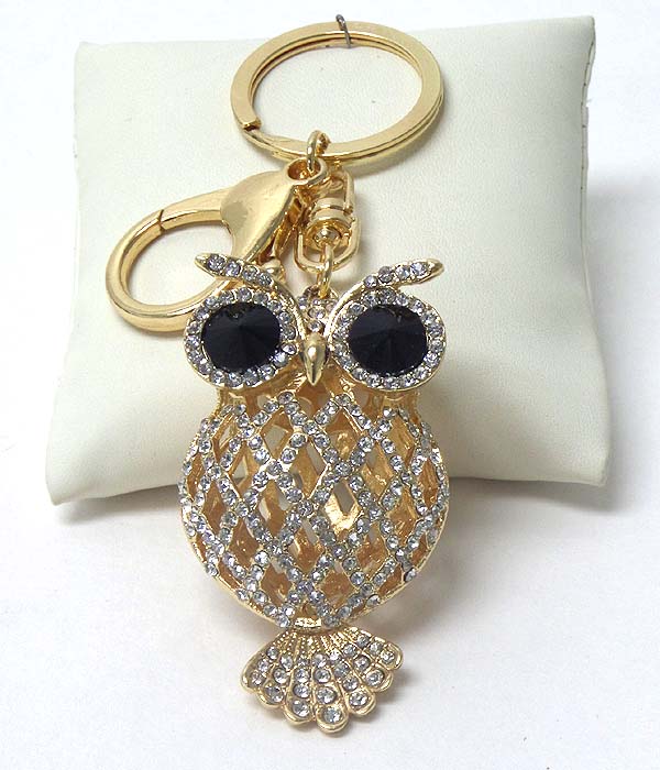 Crystal puffy owl key chain