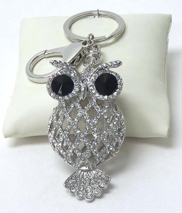 Crystal puffy owl key chain