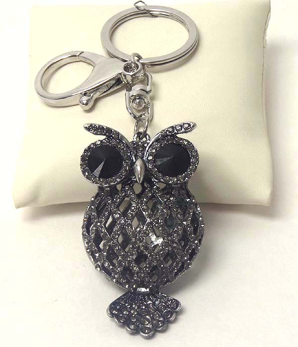 Crystal puffy owl key chain