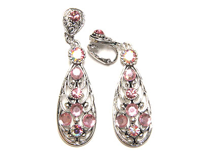 Crystal oval shape dangle earring