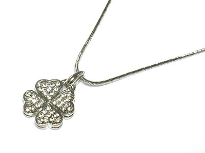 Crystal lucky four leaves clover necklace