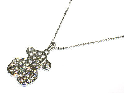 Made in korea whitegold plating designer style bear neckalce