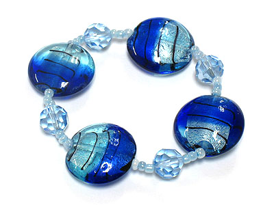 Murano glass stylish art deco stretch bracelet