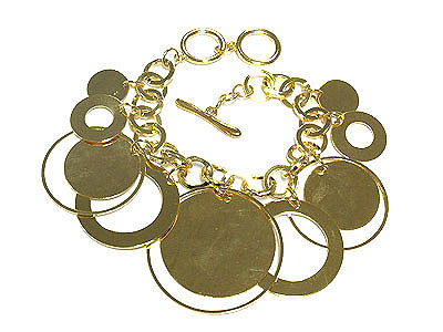 Metal disk dangle bracelet