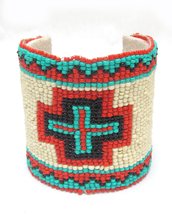 Tribal style seed beads high rise western bangle