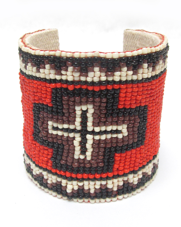 Tribal style seed beads high rise western bangle