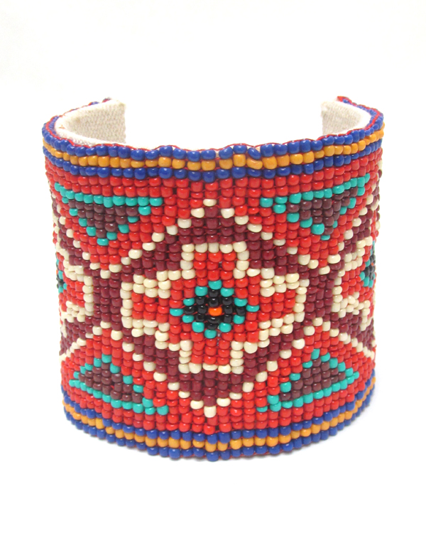 Tribal style seed beads high rise western bangle